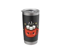 Kawaii Cocoa Cup with Marshmallows Cute Winter Design Stainless Steel Insulated Tumbler