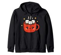 Kawaii Cocoa Cup with Marshmallows Cute Winter Design Zip Hoodie