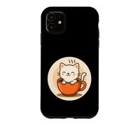 Kawaii Coffee Cat In Cup Case for iPhone 11