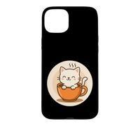 Kawaii Coffee Cat In Cup Case for iPhone 15 Plus