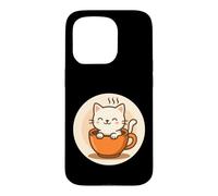 Kawaii Coffee Cat In Cup Case for iPhone 15 Pro