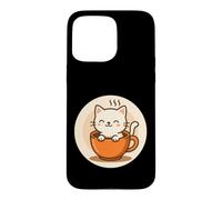 Kawaii Coffee Cat In Cup Case for iPhone 15 Pro Max