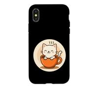 Kawaii Coffee Cat In Cup Case for iPhone X/XS