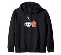 Kawaii Coffee Cup and Cupcake Bakery Sweet Dessert Lover Zip Hoodie