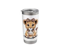 Kawaii Coffee Lion Cub with Latte and Beans Stainless Steel Insulated Tumbler
