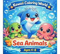 Kawaii Coloring World: Kawaii Sea Animals Coloring Book for Kids Ages 4-8: Cute Ocean Creatures, Easy Coloring Pages, Fun Marine Animals for Children