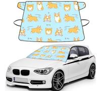 Kawaii Corgi Cute Dog, Car Windshield Cover, Protective Windscreen Cover - Snow Ice Sun UV Dust Water Resistant - Fit for Most Cars
