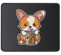 Kawaii Corgi Loves Bubble Tea Boba Anime Cute Corgi Dog Mouse Pad - Funny Dog Lovers Gifts - Dog Gifts for Puppy Lovers, Dog Owners - Mouse Mat 11.8" x 9.8"