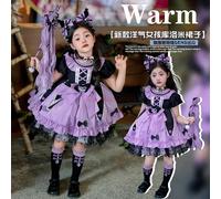Kawaii Cosplay Kuromi Lolita Princess Dress Summer Children's Costume Dress Puffy Skirt Suit Cute Girl Birthday Gift Skirt