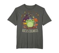 Kawaii Cottagecore Aesthetic Frog Hocus Croakus Halloween T-Shirt