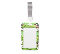 Kawaii-Cow-Flower Abs Vertical Id Badge Holder, Name Badge with Clear Scanning Film