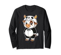 Kawaii Cow in Panda Costume for Girls Kids Cow Lover Long Sleeve T-Shirt