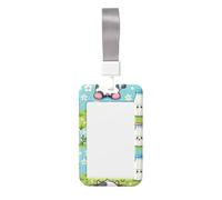 Kawaii-Cow-Milk Abs Vertical Id Badge Holder, Name Badge with Clear Scanning Film
