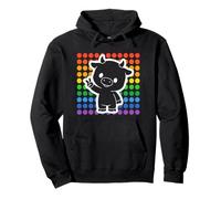 Kawaii Cow Peace Sign Rainbow Dots Cute Animal Pullover Hoodie