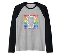 Kawaii Cow Peace Sign Rainbow Dots Cute Animal Raglan Baseball Tee