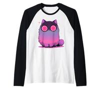 Kawaii Creepy Cute Cat in Soft Grunge Pastel Goth Style Cat Raglan Baseball Tee