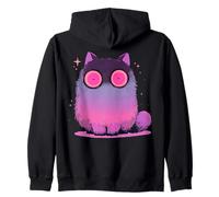Kawaii Creepy Cute Cat in Soft Grunge Pastel Goth Style Cat Zip Hoodie