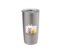 Kawaii Cute Anime Rabbit and Duck Drinking Bubble Tea Stainless Steel Insulated Tumbler