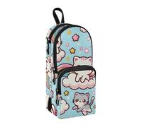 Kawaii Cute Cats in The Sky Pencil Case, Big Capacity Pen Bag with Compartment Students Schoolbag Shape Stationery Organizer Pencil Pouch Marker Case for School Office Work