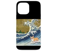 Kawaii Cute Corgi on the Great Wave in Hokusai Style Case for iPhone 13 Pro Max