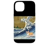 Kawaii Cute Corgi on the Great Wave in Hokusai Style Case for iPhone 14
