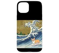 Kawaii Cute Corgi on the Great Wave in Hokusai Style Case for iPhone 15 Plus
