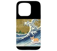 Kawaii Cute Corgi on the Great Wave in Hokusai Style Case for iPhone 15 Pro