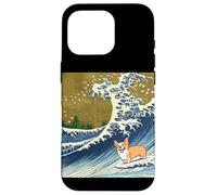 Kawaii Cute Corgi on the Great Wave in Hokusai Style Case for iPhone 16 Pro