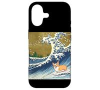 Kawaii Cute Corgi on the Great Wave in Hokusai Style Case for iPhone 17