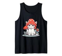 Kawaii Cute Cottagecore Cat with Mushroom Hat Tank Top