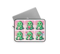 Kawaii Cute Dinosaur Laptop Sleeve, Green Emotional Dino Laptop Sleeve, Kawaii Laptop Soft Protection, Cute Dino Laptop Decor