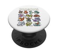Kawaii Cute Dragon Types Chart Mythical Creatures Hydra PopSockets Adhesive PopGrip