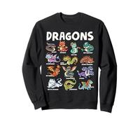 Kawaii Cute Dragon Types Chart Mythical Creatures Hydra Sweatshirt