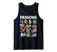 Kawaii Cute Dragon Types Chart Mythical Creatures Hydra Tank Top