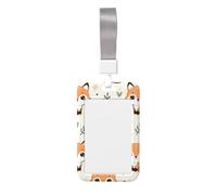 Kawaii-Cute-Fox Abs Vertical Id Badge Holder, Name Badge with Clear Scanning Film