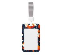 Kawaii-Cute-Fox-Funny Abs Vertical Id Badge Holder, Name Badge with Clear Scanning Film