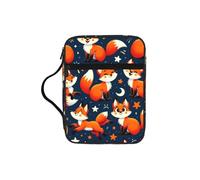 Kawaii-Cute-Fox-Funny Bible Cover Case with Handle, Water-Resistant Oxford Fabric Bible Bag Organizer with Zipper Pockets for Church