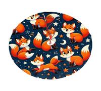 Kawaii-Cute-Fox-Funny Plush Christmas Tree Skirt, Soft Flannel Christmas Tree Decoration with Red String Ties, Easy to Install Holiday Ornament for Xmas