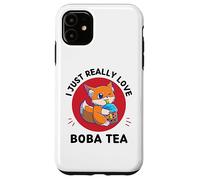 Kawaii Cute Fox I Just Really Love Cute Fox Boba Tea Lover Case for iPhone 11
