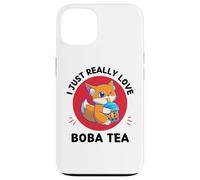 Kawaii Cute Fox I Just Really Love Cute Fox Boba Tea Lover Case for iPhone 13