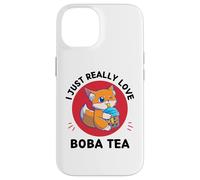 Kawaii Cute Fox I Just Really Love Cute Fox Boba Tea Lover Case for iPhone 14