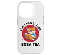 Kawaii Cute Fox I Just Really Love Cute Fox Boba Tea Lover Case for iPhone 14 Pro