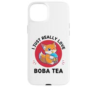 Kawaii Cute Fox I Just Really Love Cute Fox Boba Tea Lover Case for iPhone 15 Plus