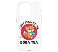 Kawaii Cute Fox I Just Really Love Cute Fox Boba Tea Lover Case for iPhone 15 Pro