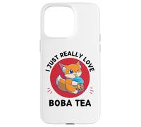 Kawaii Cute Fox I Just Really Love Cute Fox Boba Tea Lover Case for iPhone 15 Pro Max