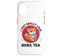 Kawaii Cute Fox I Just Really Love Cute Fox Boba Tea Lover Case for iPhone 16