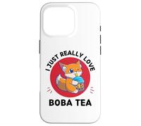Kawaii Cute Fox I Just Really Love Cute Fox Boba Tea Lover Case for iPhone 16 Pro