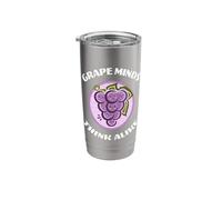 Kawaii Cute Grape Minds Think Alike Funny Fruit Food Pun Stainless Steel Insulated Tumbler