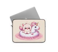 Kawaii Cute Piggy In Pool Sleeve, Pink Pig Laptop Sleeve, Kawaii Laptop Soft Protection, Cute Unicorn Pool Ring Laptop Decor