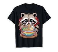 Kawaii Cute Raccoon Eating Ramen Noodles Anime T-Shirt